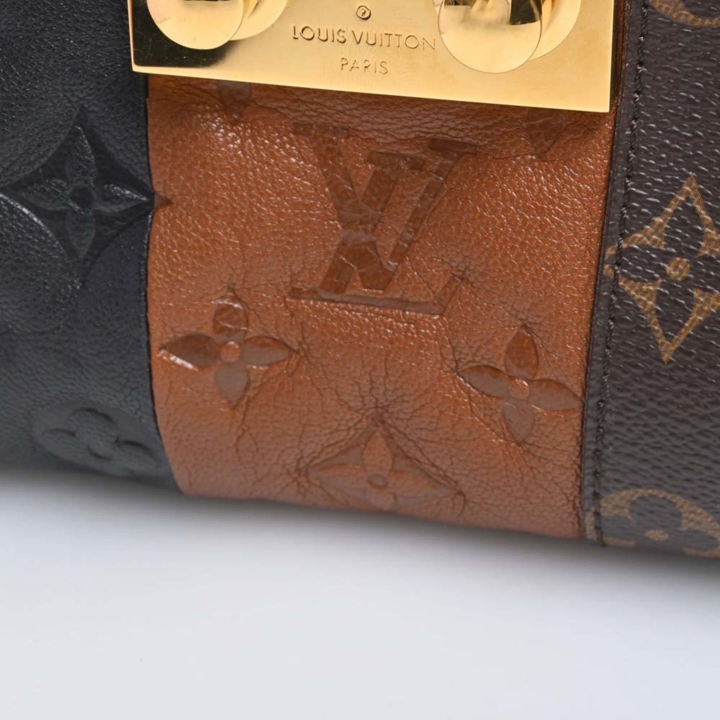 LOUIS VUITTON Monogram Blox Pochette Shoulder Bag M40506 Brown/Black/Blue Women's