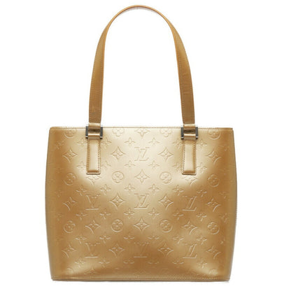 LOUIS VUITTON Monogram Matte Stockton Tote Bag M55117 Ambre Gold Leather Women's