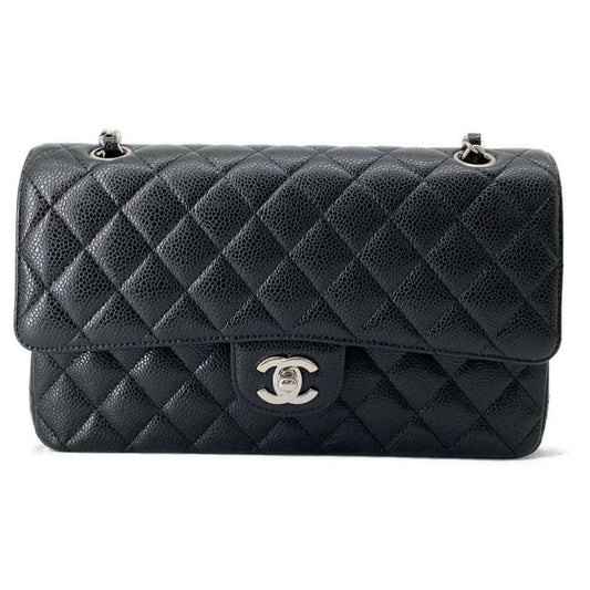 Chanel Chain Shoulder Bag Matelasse 25 Coco Mark Caviar Skin A01112 CHANEL Black
