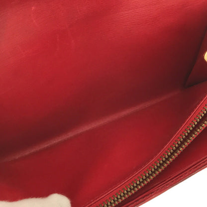 LOUIS VUITTON Pochette Porto Mone Credit M63577 Epi Leather Red Gold Metal Fittings Bifold Long Wallet Women's