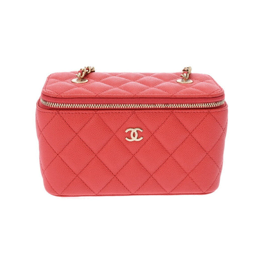 CHANEL Chanel Matelasse Chain Vanity Pink Orange AP1341 Women's Caviar Skin Shoulder Bag