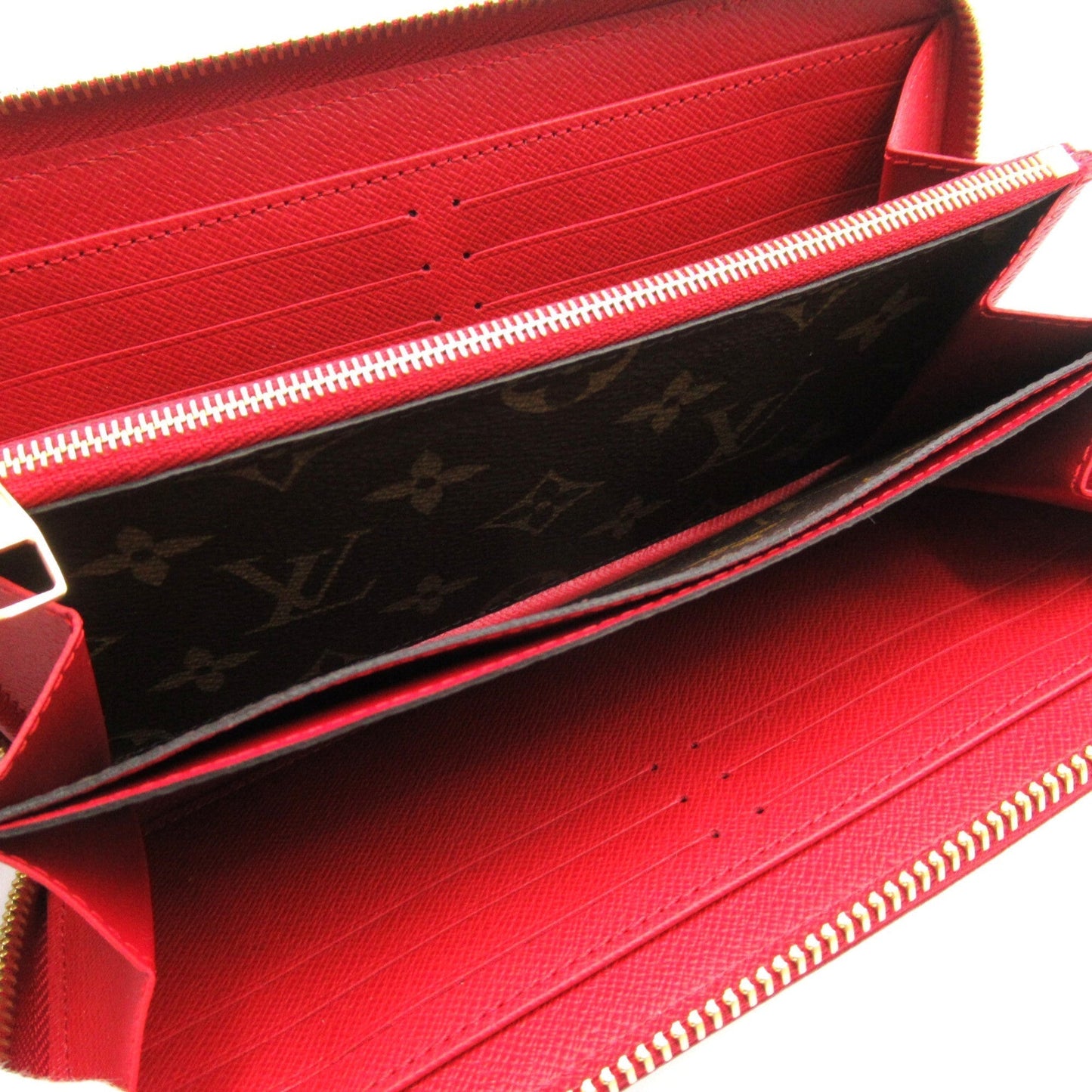 LOUIS VUITTON Zippy wallet Brown Red Cerise Monogram PVC coated canvas leather M61854