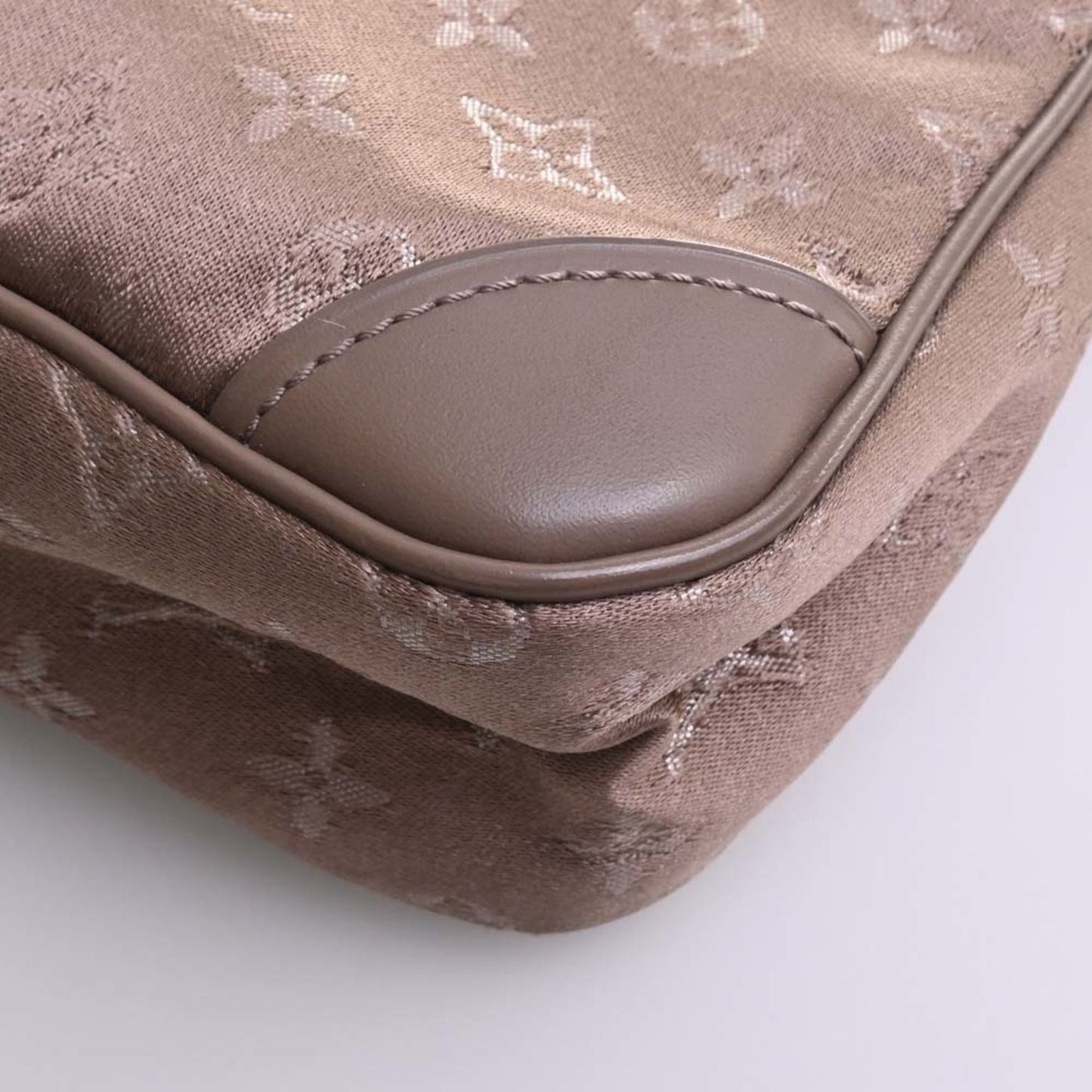 LOUIS VUITTON Monogram Satin Little Boulogne Handbag M92143 Brown Women's