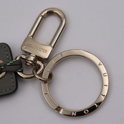 LOUIS VUITTON Portocre Tag Monogram Fluo Keychain MP2126 Titanium Canvas Gray Series Silver Hardware Key Ring Bag Charm