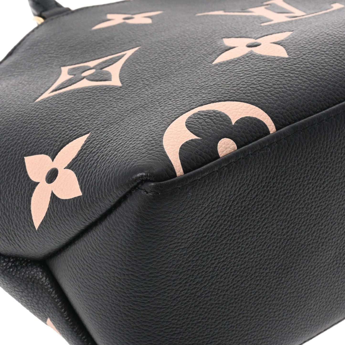 LOUIS VUITTON Monogram Implant Petit Palais PM Black Beige M58913 Women's Leather Bag
