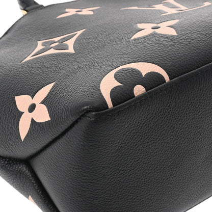 LOUIS VUITTON Monogram Implant Petit Palais PM Black Beige M58913 Women's Leather Bag