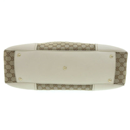 Gucci GG Canvas Princie Tote Bag Handbag Sherry Line Ribbon Leather Brown x Beige 161719 204046