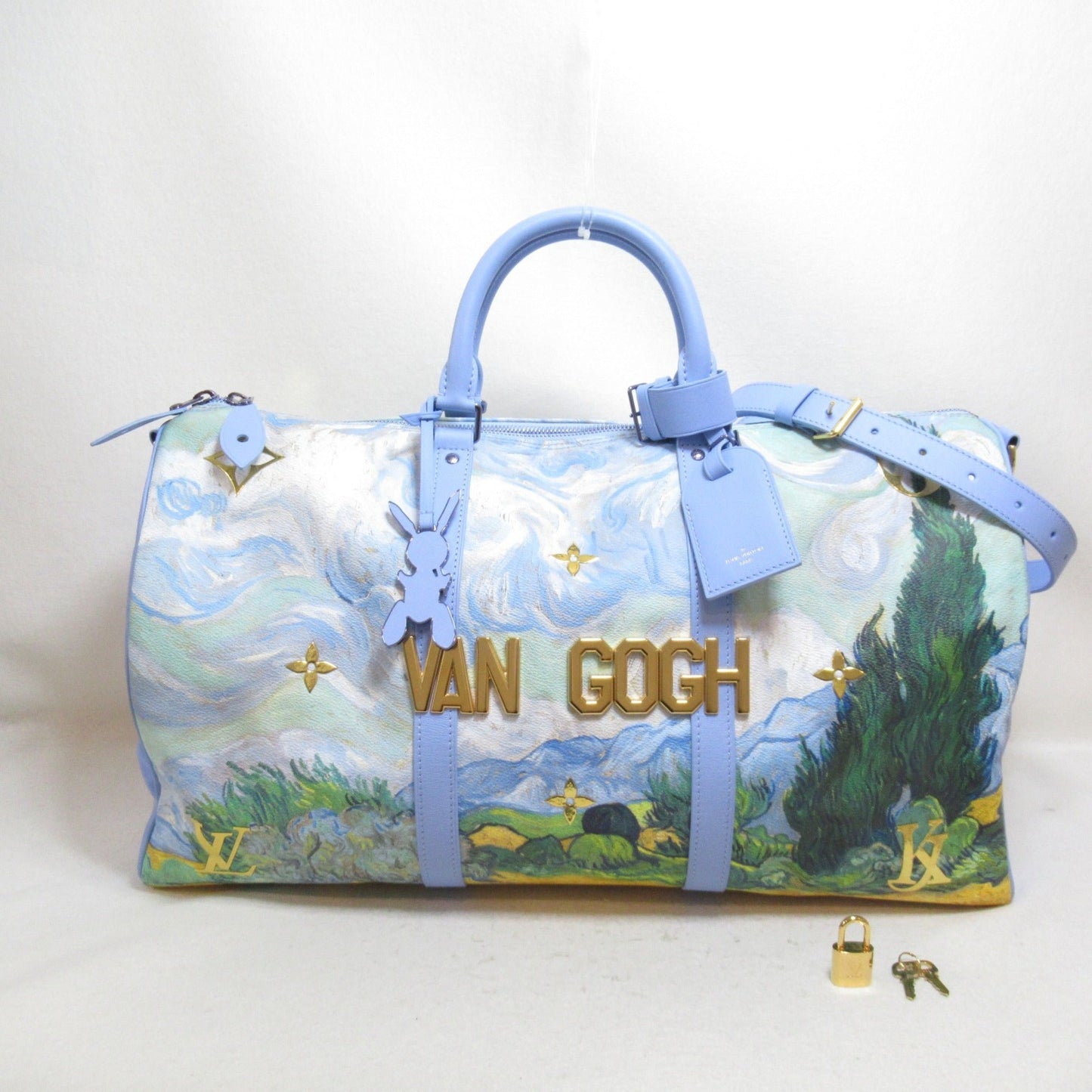 LOUIS VUITTON Van Gogh Keepall Bandouliere 50 Boston Bag Blue PVC coated canvas Masters collection M43347