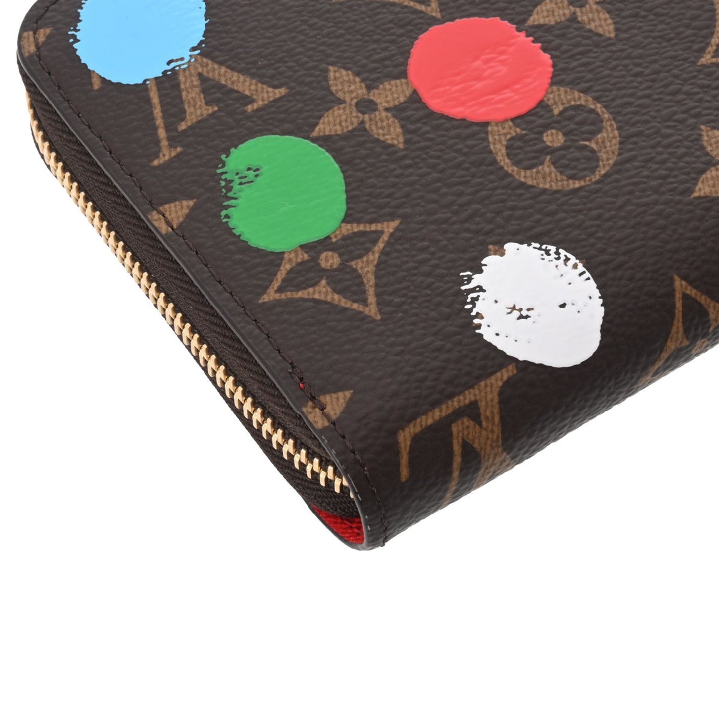 LOUIS VUITTON Monogram Painted Dot LV x YK Yayoi Kusama Zippy Brown M81864 Long Wallet