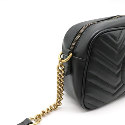 Gucci GG Marmont shoulder bag pochette chain quilted leather black 447632