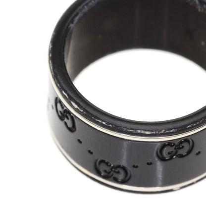 Gucci Icon Wide Black Corundum #12 Ring K18 White Gold Ladies GUCCI