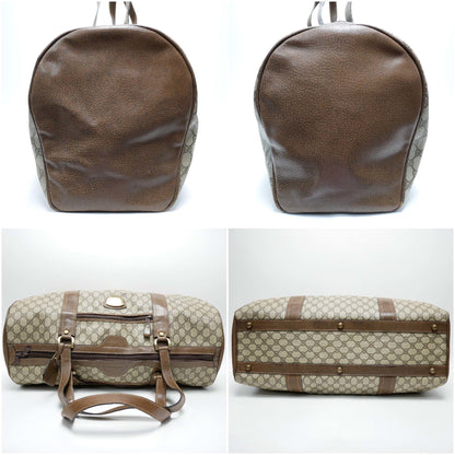 GUCCI Old Gucci Vintage Travel Bag Boston Unisex 1970's 70'S GG Pattern / Pigskin Gold Hardware Brown Beige