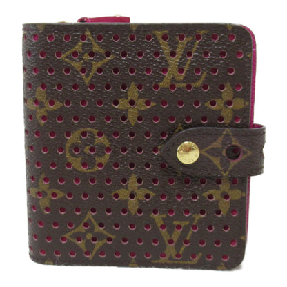 LOUIS VUITTON Compact Zip Round Wallet Brown Fuschia PVC coated canvas M95188