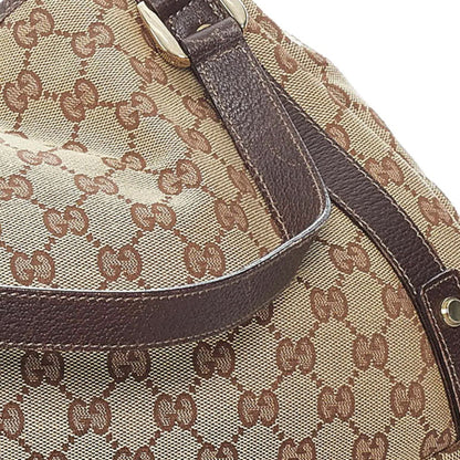 Gucci GG Canvas Handbag 130736 Beige Leather Ladies GUCCI