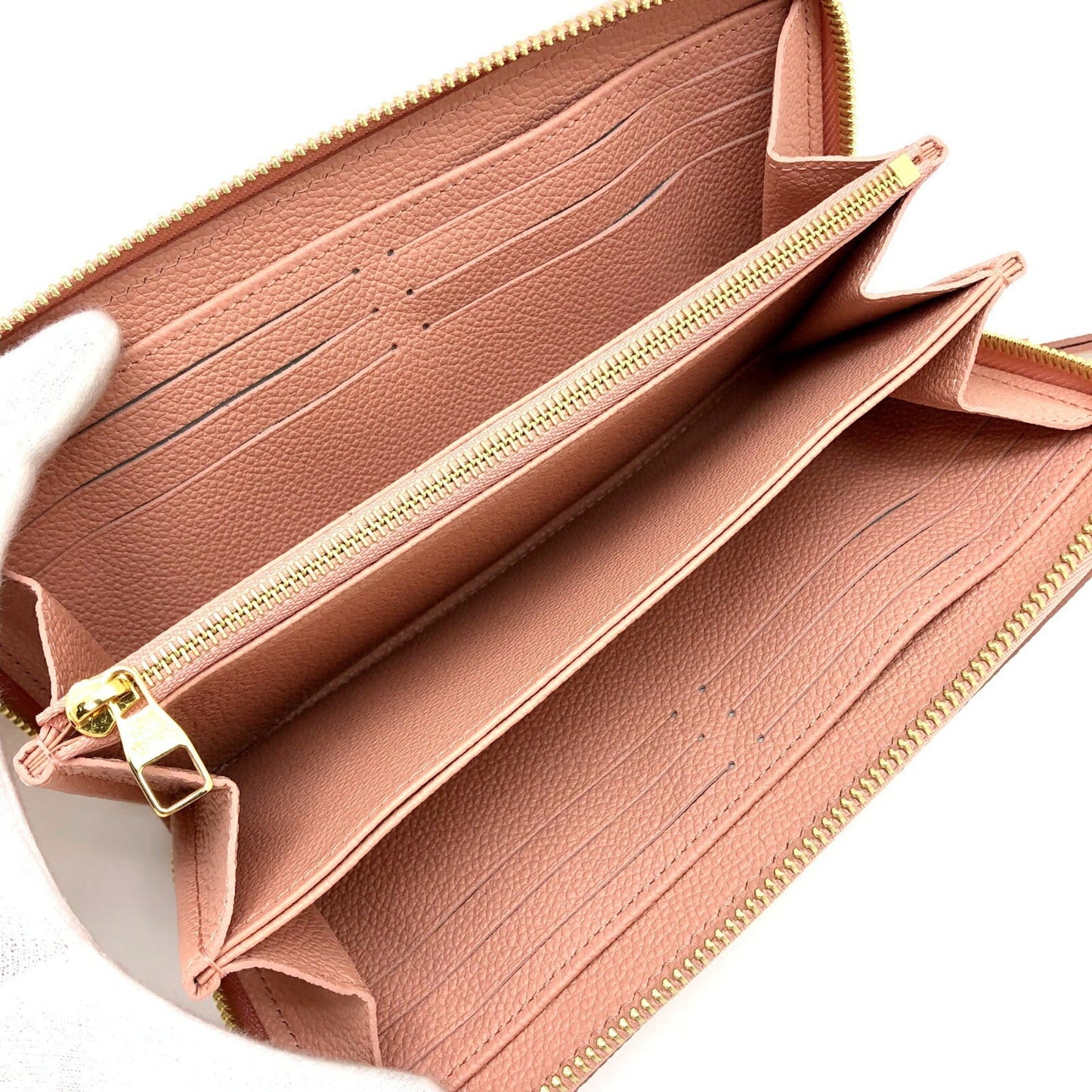 LOUIS VUITTON Zippy Wallet M81645 Leather Implant Rose Trianon Claim Gold Hardware Round Zipper Long Women's