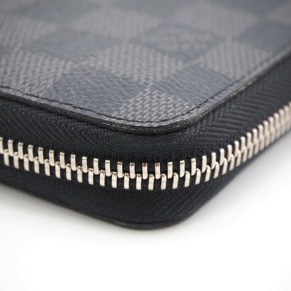 LOUIS VUITTON N60632 Zippy Organizer Round Zipper Damier Graphite Long Wallet Black Men's