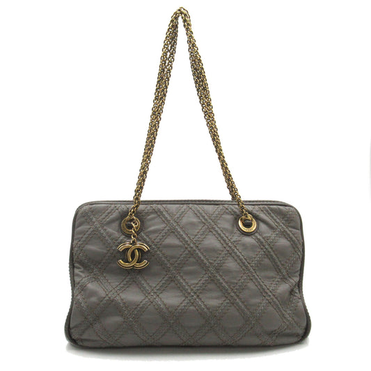 CHANEL ChainShoulder Gray leather