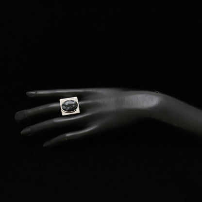 LOUIS VUITTON Chevalier Snow Flow Ring SV925 Silver Obsidian #13 No. 13 M64903