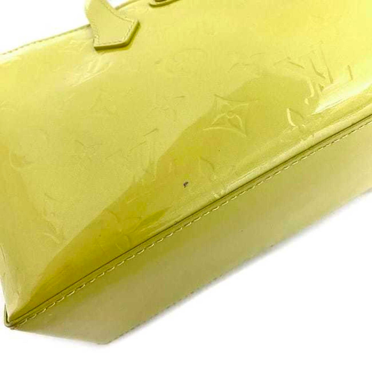 LOUIS VUITTON Handbag Wilshire PM Yellow Green Monogram Vernis M91643 Patent Leather M049  Embossed Enamel LV