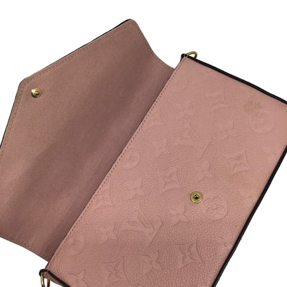 LOUIS VUITTON Monogram Implant Pochette Felicie M67856 Chain Wallet Bag Pink G Hardware Gold Rose Ballerine Women's