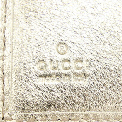 Gucci Folio Wallet GG Canvas 154255 Beige Gold Leather Women's Round GUCCI