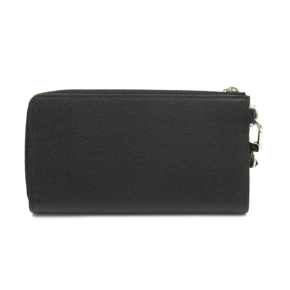 LOUIS VUITTON Zippy Dragonne Black Black Taiga leather M69409