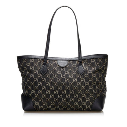 Gucci Offdia GG Medium Tote Bag 631685 Black Canvas Leather Ladies GUCCI