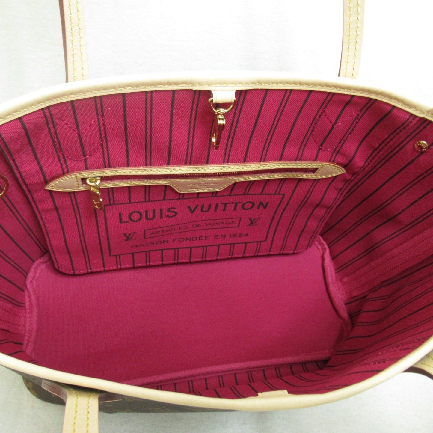 LOUIS VUITTON Never full PM Brown Pivoine Fuschia Monogram PVC coated canvas M41245