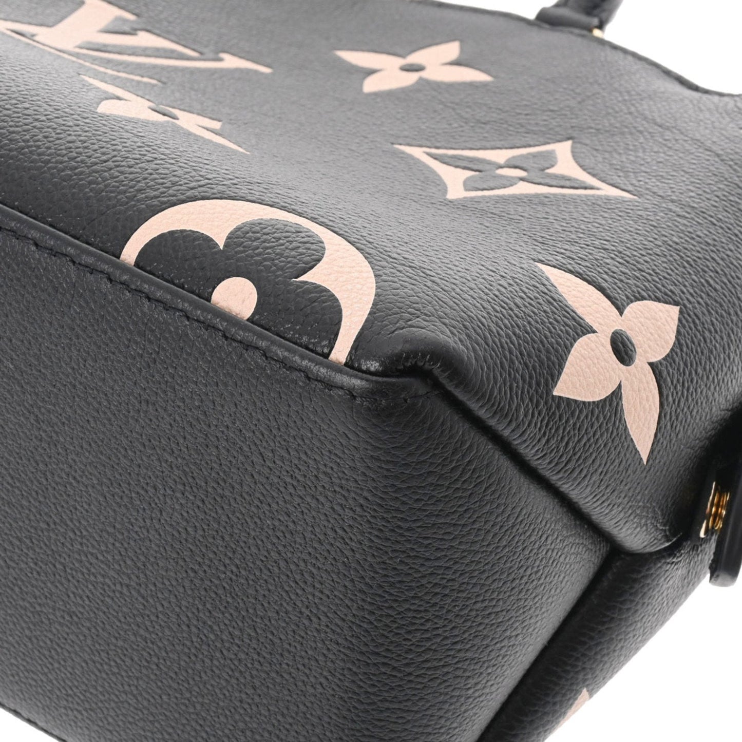 LOUIS VUITTON Monogram Implant Petit Palais PM Black Beige M58913 Women's Leather Bag