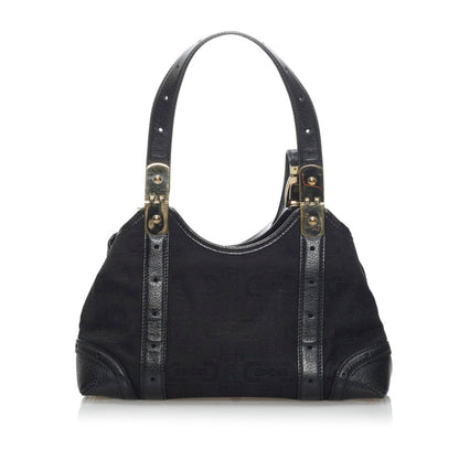 Gucci Horsebit Handbag 145761 Black Canvas Leather Ladies GUCCI