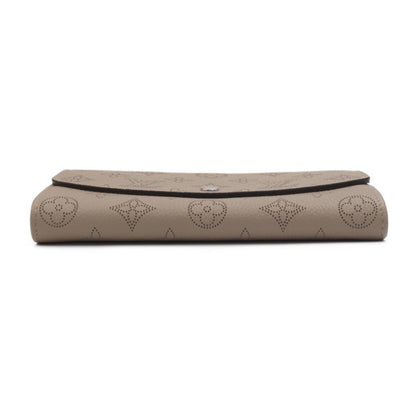 LOUIS VUITTON Portefeuille Iris Bifold Wallet M60144 Monogram Mahina Galle Beige Series Silver Hardware Long