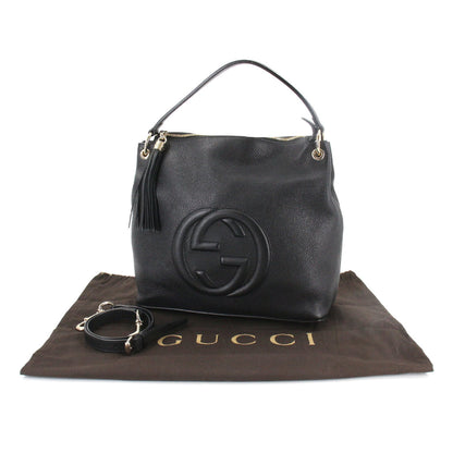 Gucci Soho 2way Shoulder Bag Leather Black 536194 Gold Hardware SOHO