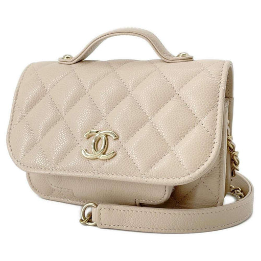 Chanel Chain Shoulder Bag Affinity Matelasse Coco Mark Caviar Skin AP2914