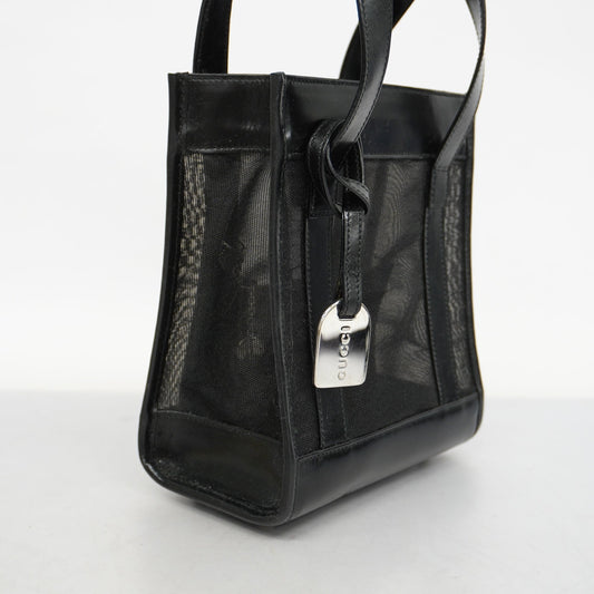 GUCCI  Patent Leather 002 1705 0405 Women's Mesh,Leather Handbag Black