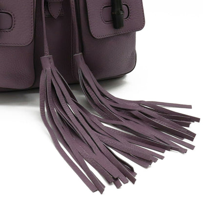 Gucci bamboo rucksack backpack shoulder bag tassel leather dusty purple 370833