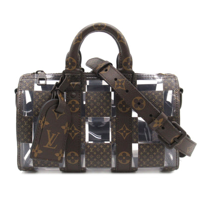 LOUIS VUITTON Keepall Bandouliere 25 Brown Clear PVC coated canvas Monogram Chess M20872