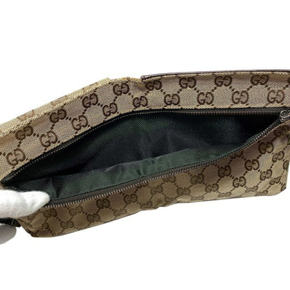 Gucci Body Bag Beige Brown GG Canvas 28566 002058 Waist Pouch Leather GUCCI Belt Velcro Women's Men's Unisex