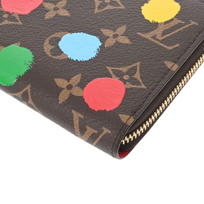 LOUIS VUITTON Monogram Painted Dot LV x YK Yayoi Kusama Zippy Brown M81864 Long Wallet