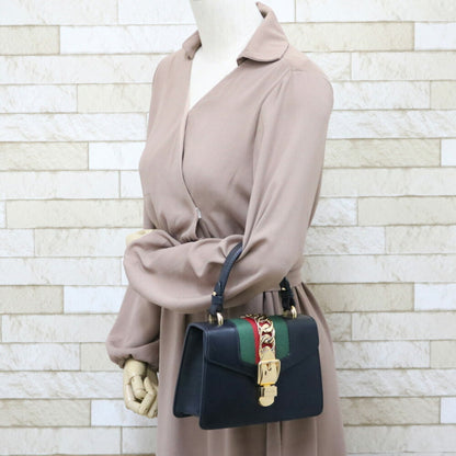 Gucci Sylvie Mini Handbag Shoulder Bag Black Ladies