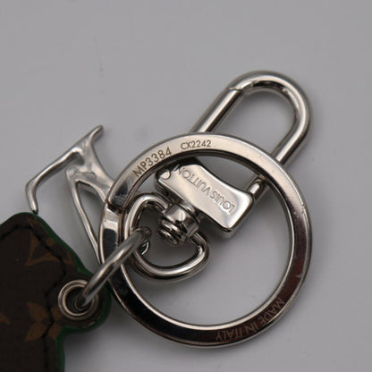 LOUIS VUITTON Portocre LV paint key holder MP3384 monogram canvas leather brown white green silver metal fittings ring bag charm