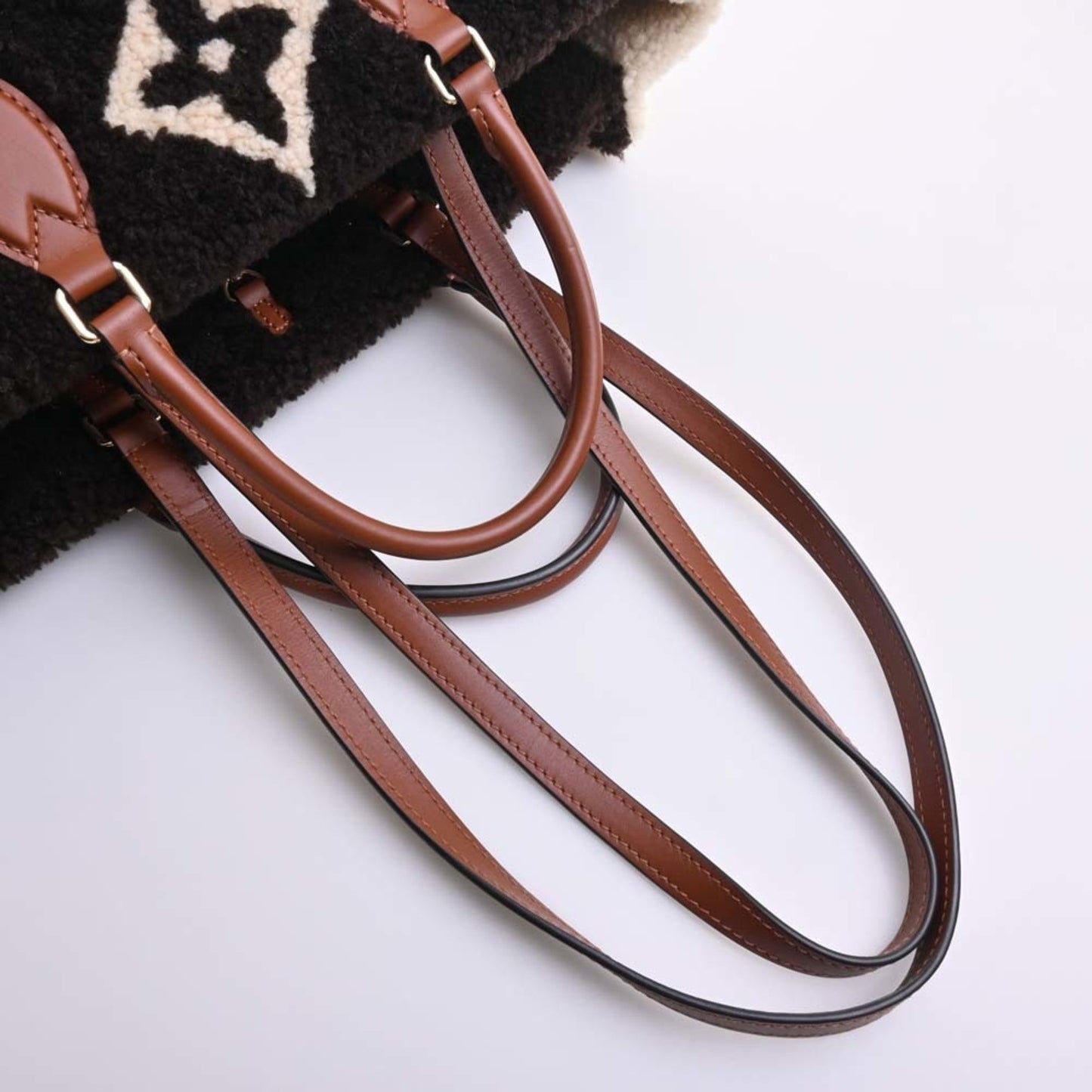 LOUIS VUITTON Monogram Teddy On the Go GM Handbag M55420 Brown/Ivory Women's