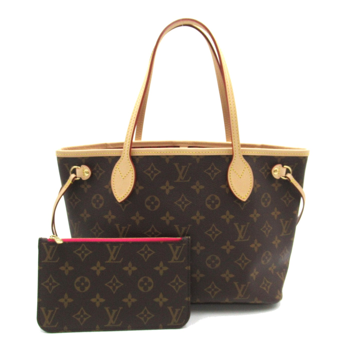 LOUIS VUITTON Never full PM Brown Fuchsia Monogram PVC coated canvas M41245
