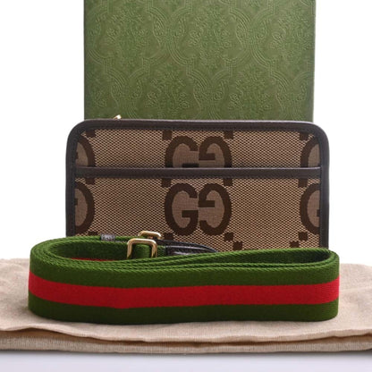 GUCCI Jumbo GG Canvas Mini Bag Shoulder 696075 Beige/Brown Women's