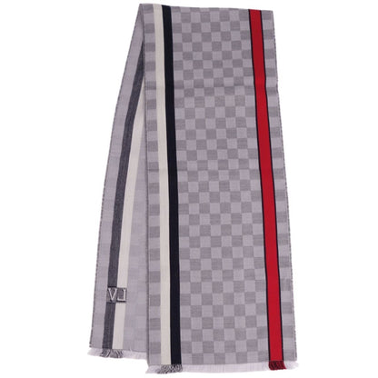 LOUIS VUITTON muffler stole Echarpe Damier LV wool 100% ladies gray