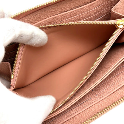 LOUIS VUITTON Zippy Wallet M81645 Leather Implant Rose Trianon Claim Gold Hardware Round Zipper Long Women's