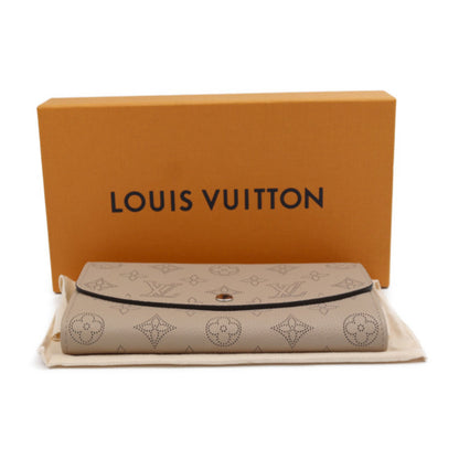 LOUIS VUITTON Portefeuille Iris Bifold Wallet M60144 Monogram Mahina Galle Beige Series Silver Hardware Long