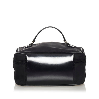 Gucci Vanity Handbag 032 1956 Black Nylon Leather Ladies GUCCI