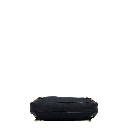 GUCCI GG Canvas Abbey 130738 Black Leather Women's