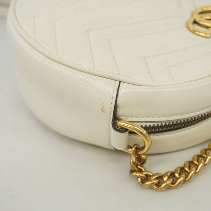 Gucci Shoulder Bag GG Marmont 550154 Leather Ivory Gold metal