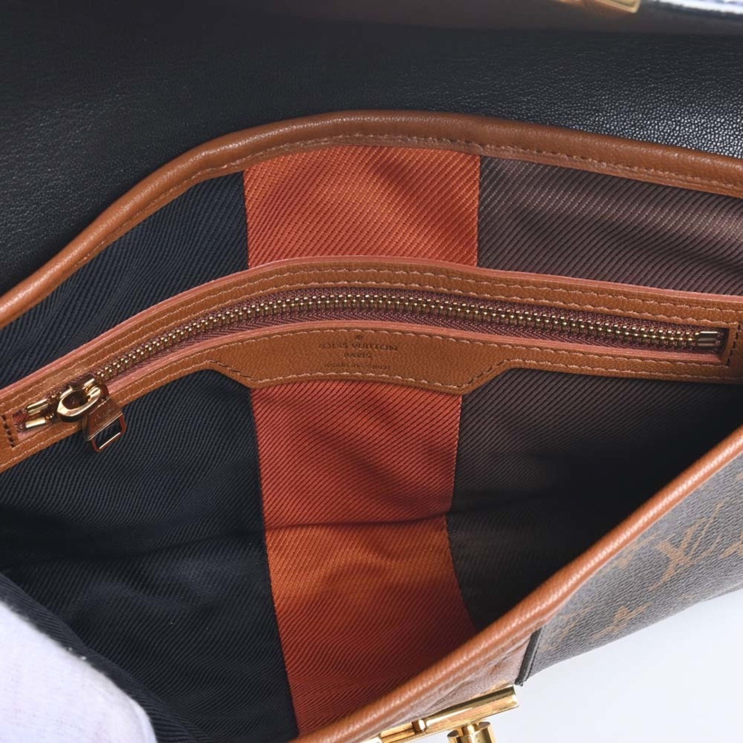 LOUIS VUITTON Monogram Blox Pochette Shoulder Bag M40506 Brown/Black/Blue Women's